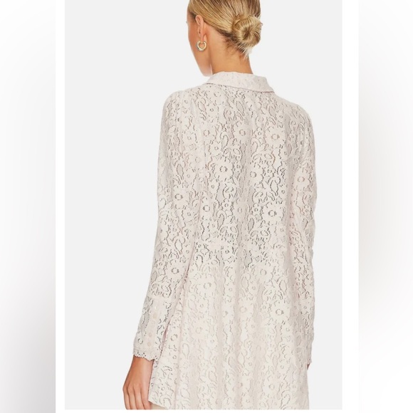 Free People Heather Lace Swing Hem Tunic | Boho Romantic Button Front Top Small - Picture 3 of 4